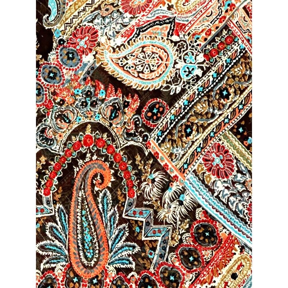 Mix It Paisley Print Deep V Neck Medium Boho Chic Patchwork Empire Waist Trim - Picture 13 of 15